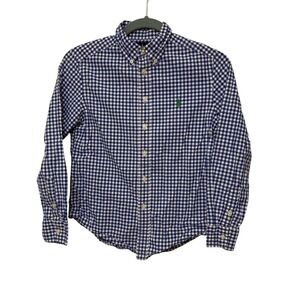Ralph Lauren Boy  Button Down Shirt Gingham Check Long Sleeve Kids Size M 10-12